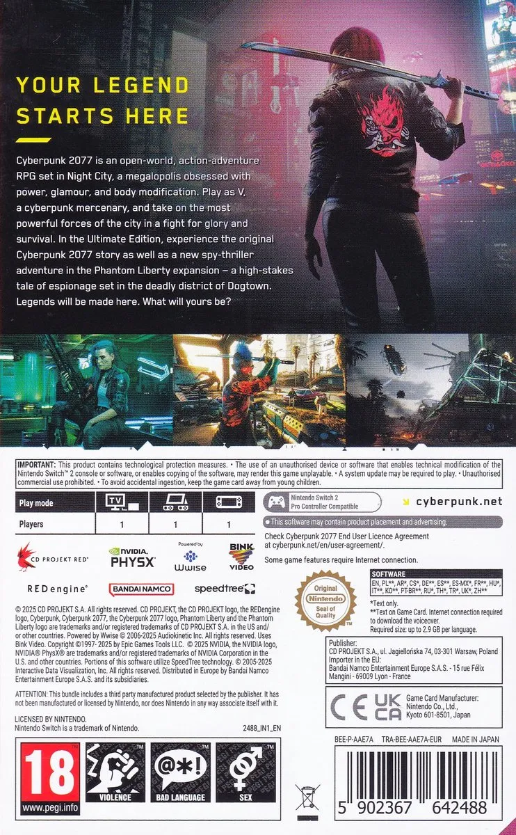 Bandai Namco Cyberpunk 2077 Ultimate Edition Switch 2