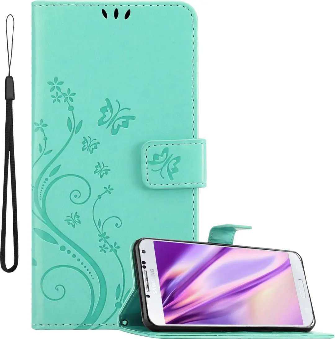 Cadorabo Hoesje geschikt voor Samsung Galaxy S4 in BLOEMEN TURKOOIS