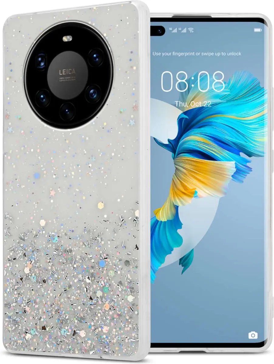 Cadorabo Hoesje geschikt voor Huawei MATE 40 PRO in Transparant met Glitter