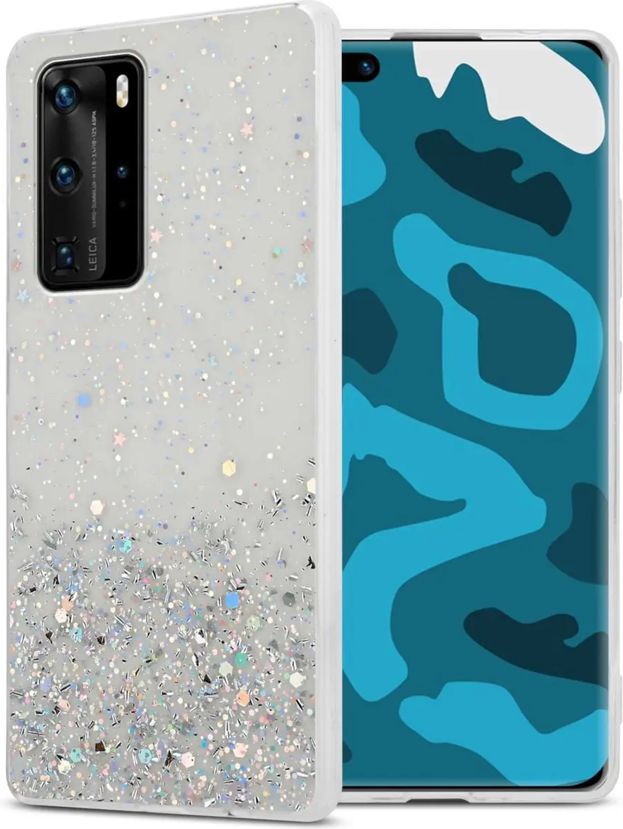 Cadorabo Hoesje geschikt voor Huawei P40 PRO / P40 PRO+ in Transparant met Glitt