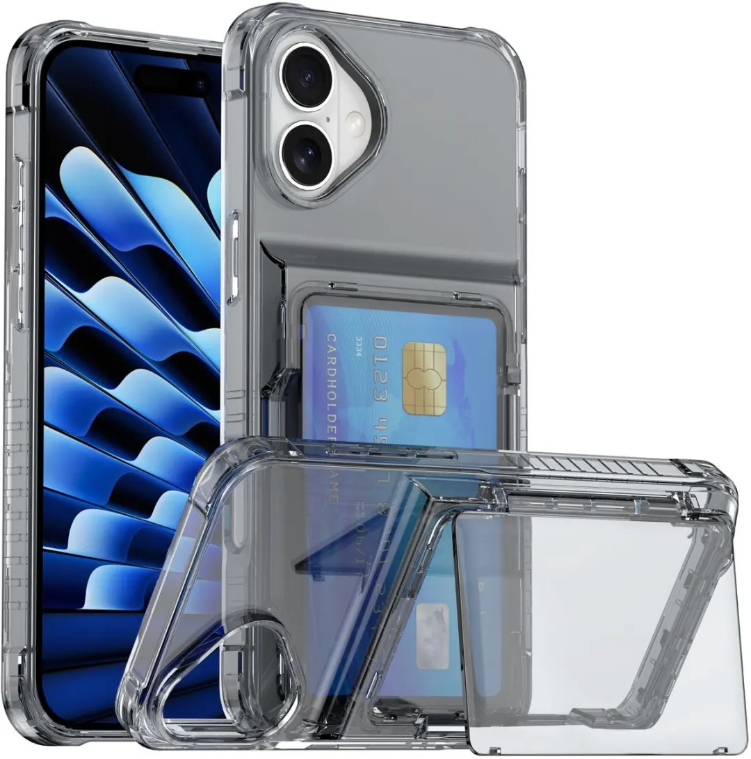 Cadorabo Hoesje geschikt voor iPhone 17 Case in ZWART met kaartenvak TPU cover b