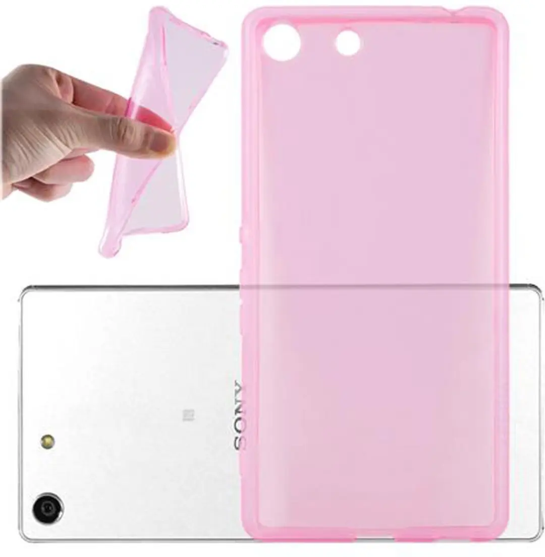 Cadorabo Hoesje geschikt voor Sony Xperia M5 in TRANSPARANT ROZE