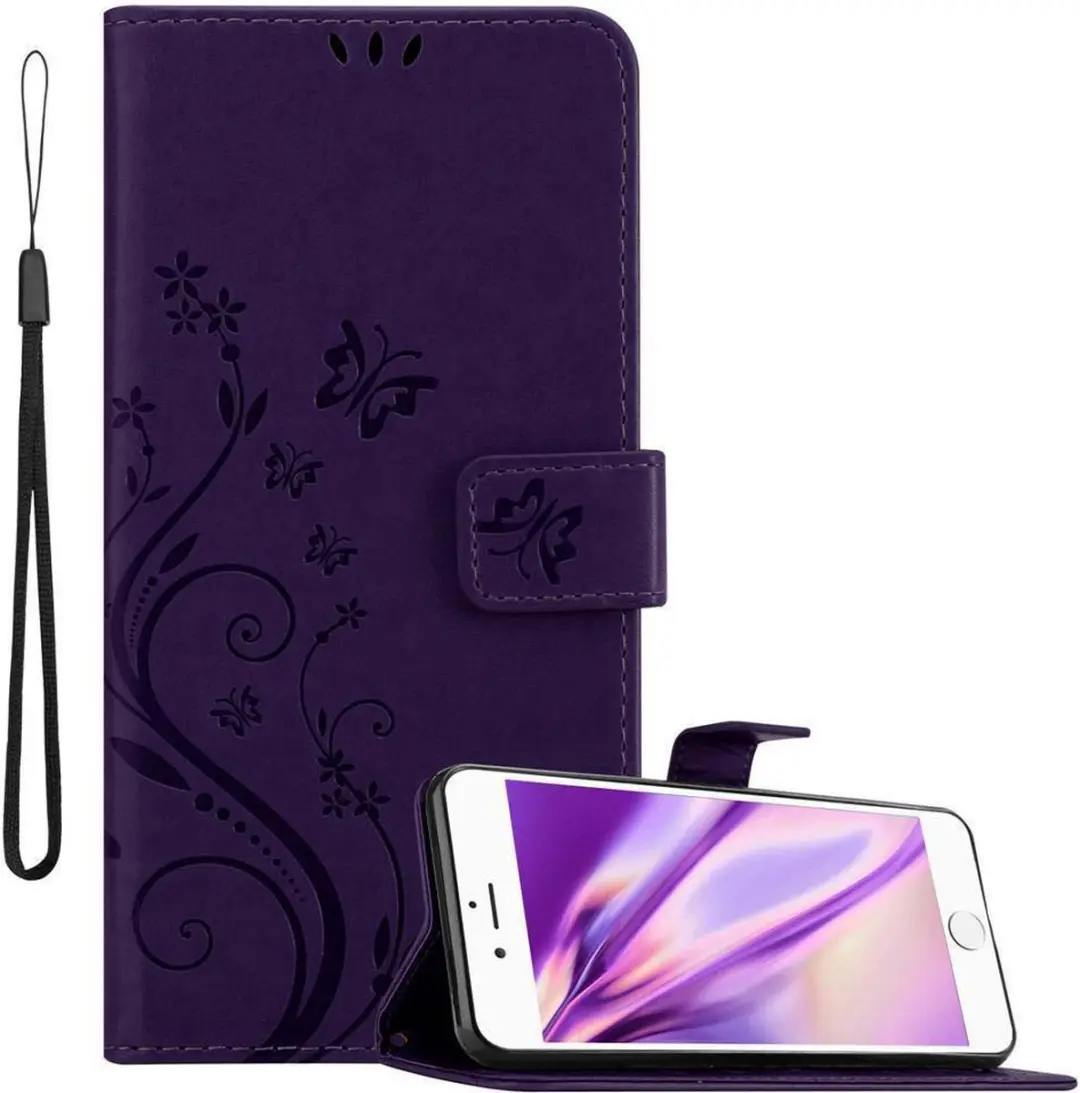 Cadorabo Hoesje geschikt voor Apple iPhone 6 / 6S in BLOEMEN DONKER PAARS