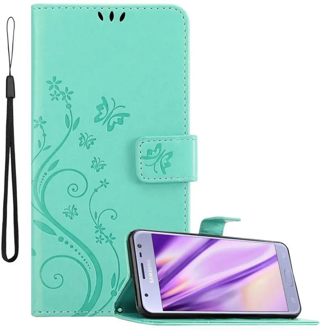 Cadorabo Hoesje geschikt voor Samsung Galaxy J3 2017 in BLOEMEN TURKOOIS