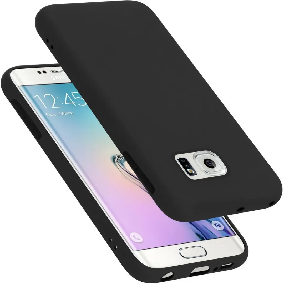 Cadorabo Hoesje geschikt voor Samsung Galaxy S6 EDGE PLUS in LIQUID ZWART