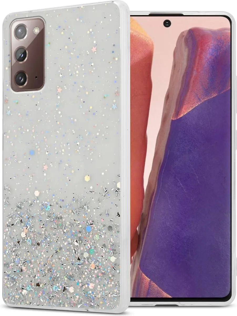 Cadorabo Hoesje geschikt voor Samsung Galaxy NOTE 20 in Transparant met Glitter