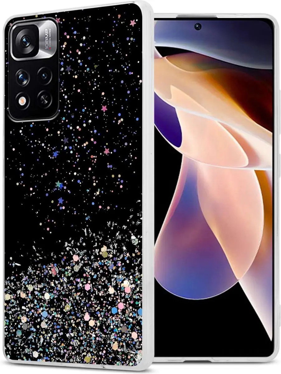 Cadorabo Hoesje geschikt voor Xiaomi RedMi NOTE 11 PRO+ in Zwart met Glitter