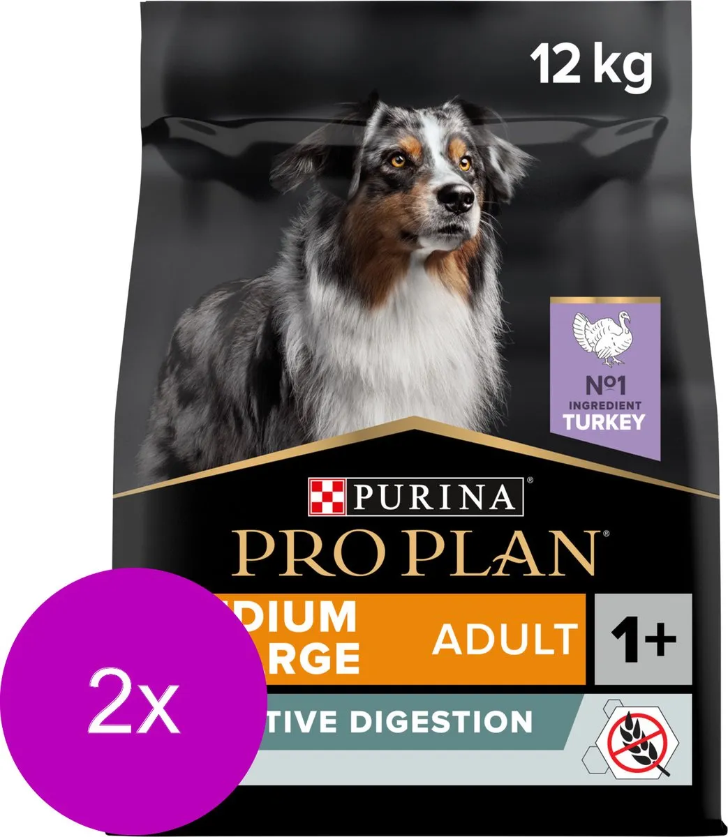 Pro Plan Dog Adult Medium & Large Sensitive Digestion Kalkoen - 2x12kg