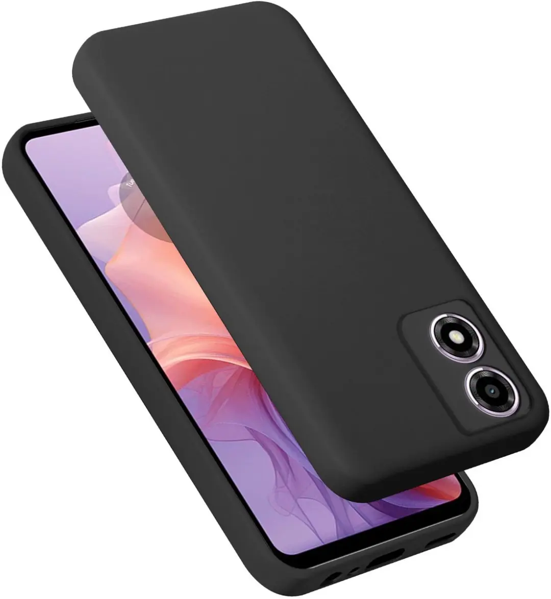 Cadorabo Hoesje geschikt voor Motorola Moto E14 in LIQUID ZWART