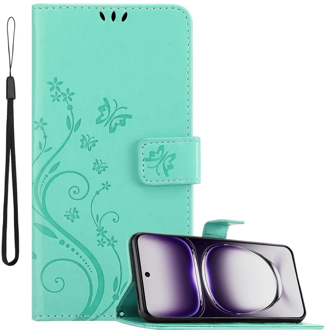 Cadorabo Hoesje geschikt voor Oppo Reno 12 in BLOEMEN TURKOOIS