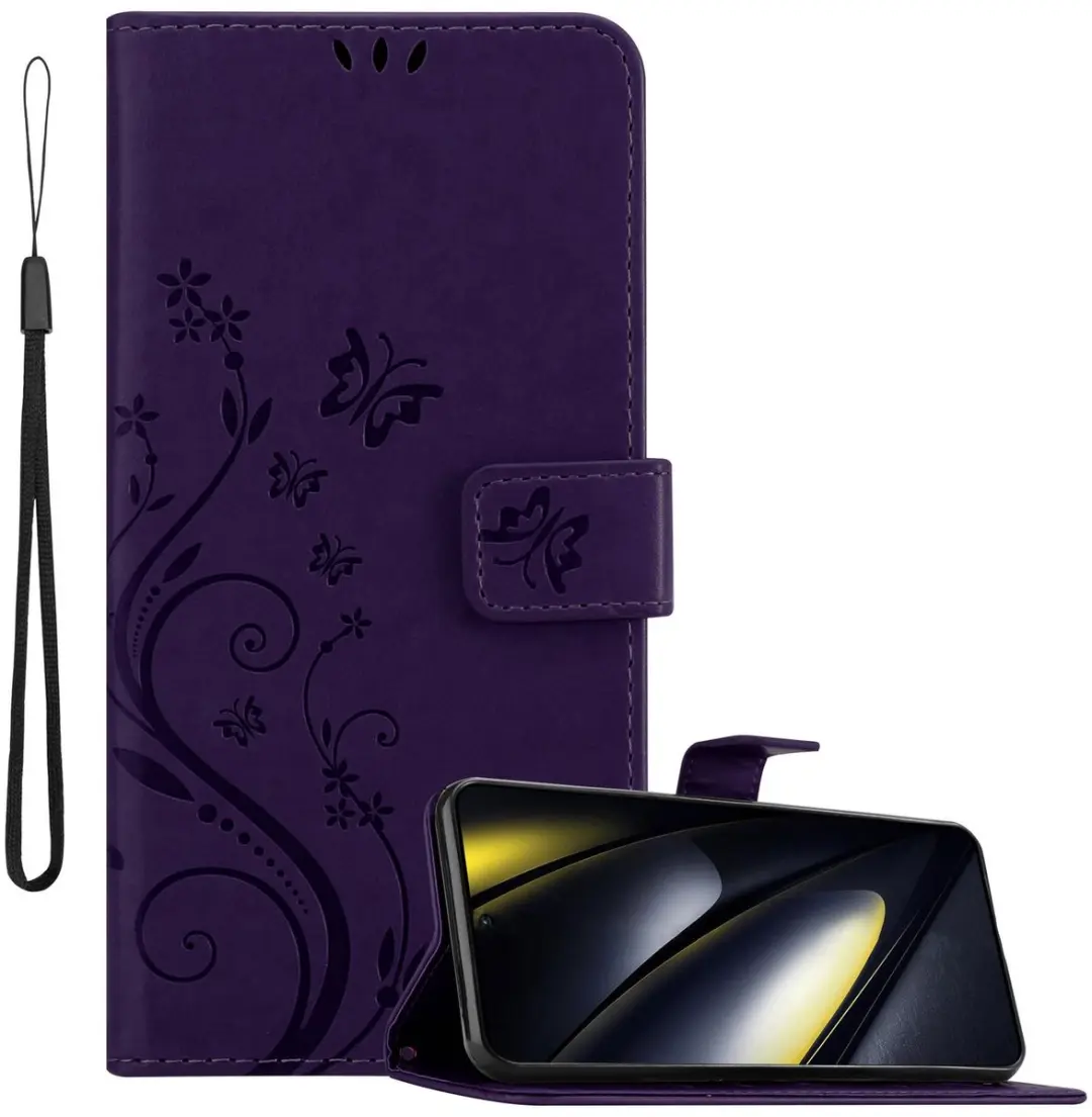 Cadorabo Hoesje geschikt voor Xiaomi Poco F6 in BLOEMEN DONKER PAARS