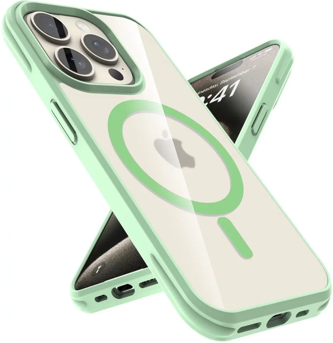Hoesje geschikt voor iPhone 15 PRO MAX in Lichtgroen Case geschikt voor Magsafe