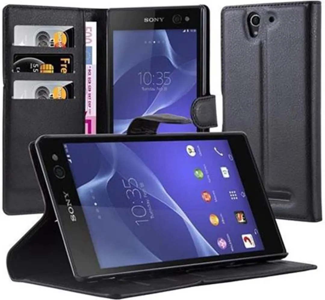 Cadorabo Hoesje geschikt voor Sony Xperia C3 in PHANTOM ZWART