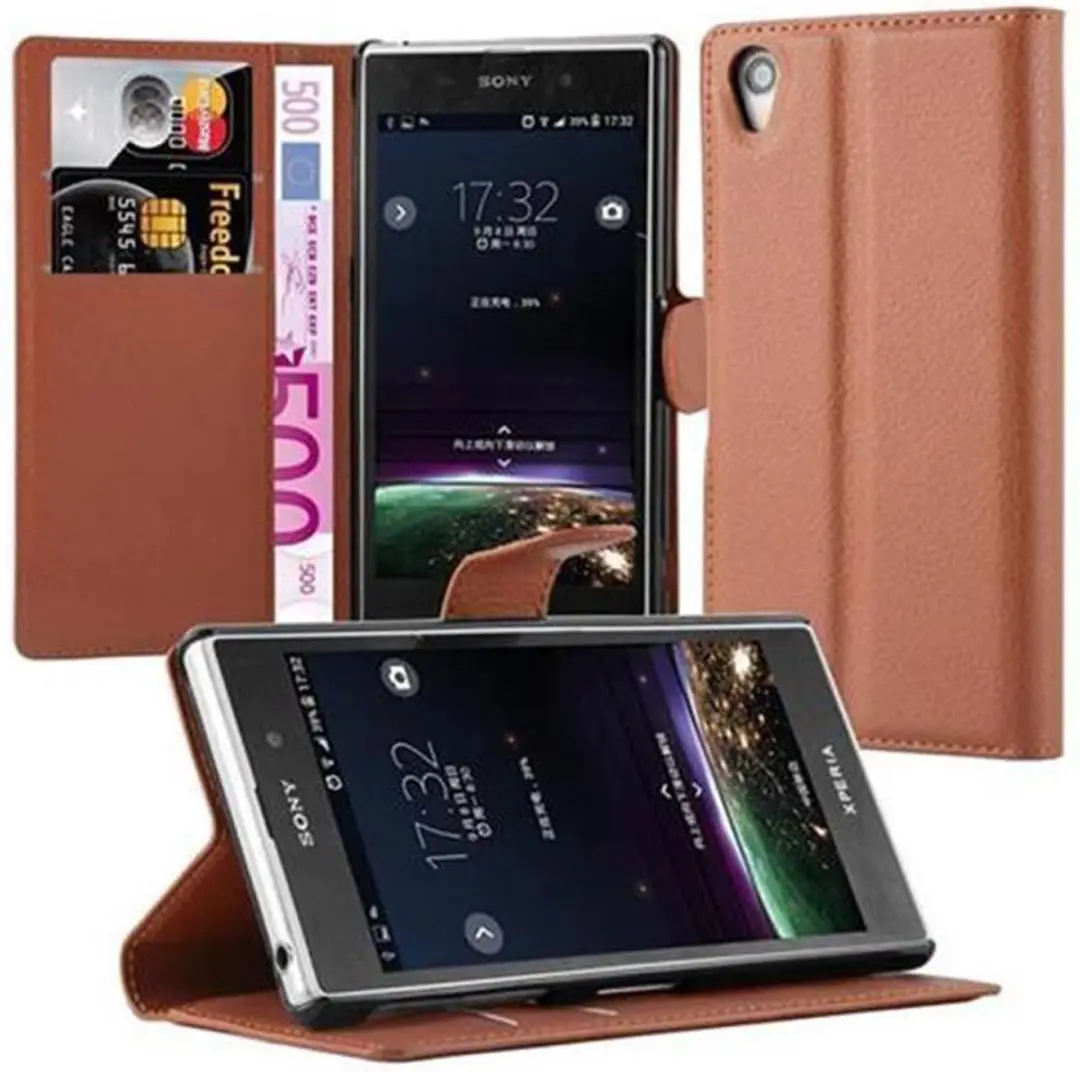 Cadorabo Hoesje geschikt voor Sony Xperia Z1 in CHOCOLADE BRUIN