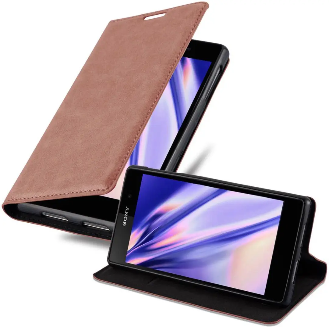 Cadorabo Hoesje geschikt voor Sony Xperia Z1 in CAPPUCCINO BRUIN