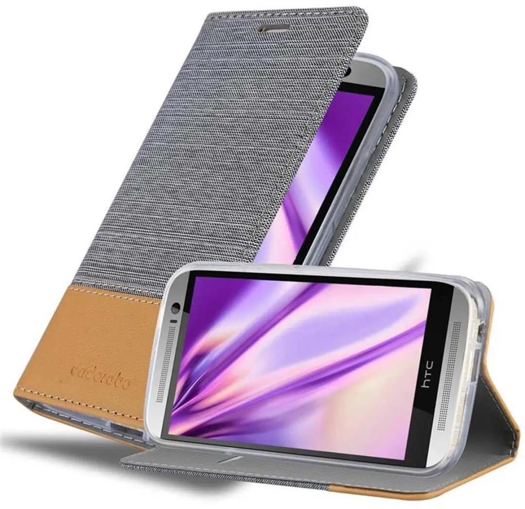 Cadorabo Hoesje geschikt voor HTC ONE M8 in LICHTGRIJS BRUIN