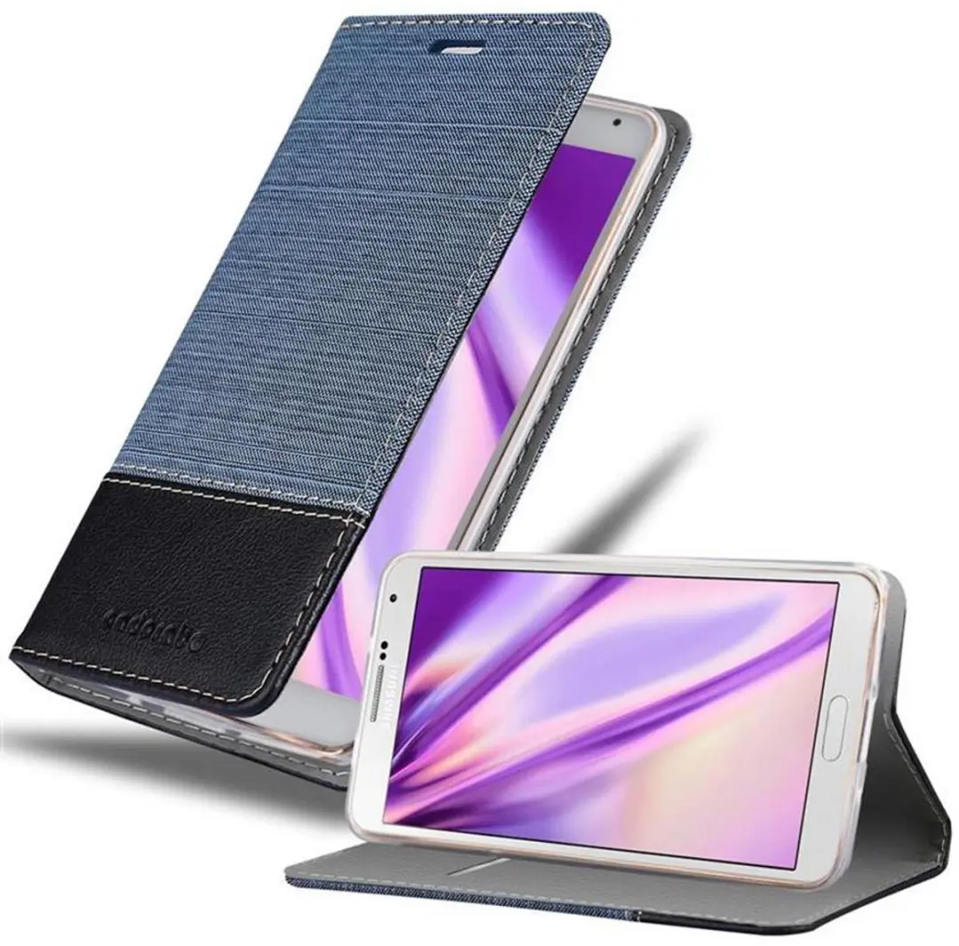 Cadorabo Hoesje geschikt voor Samsung Galaxy NOTE 3 in DONKERBLAUW ZWART