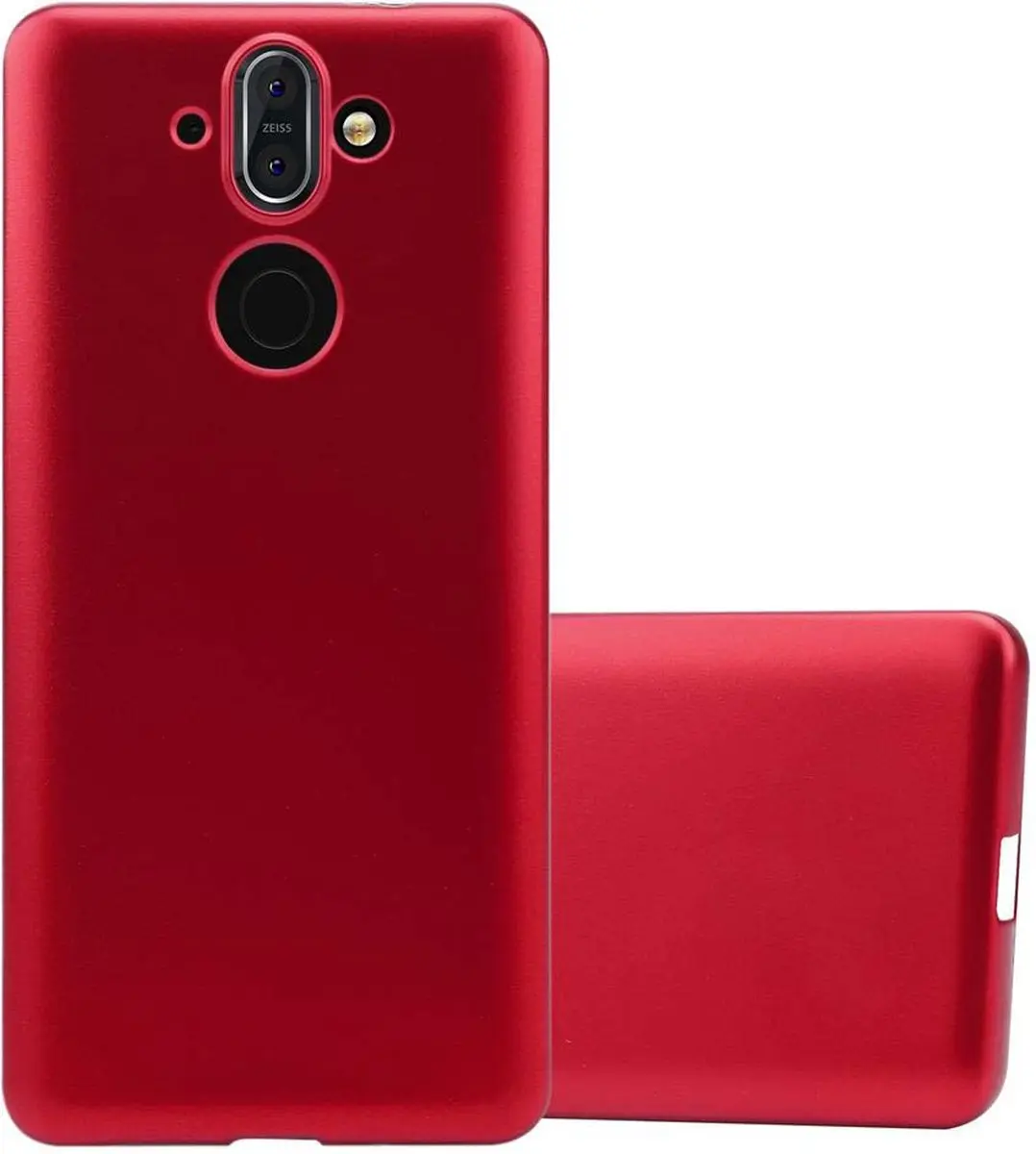 Cadorabo Hoesje geschikt voor Nokia 8 Sirocco in METALLIC ROOD