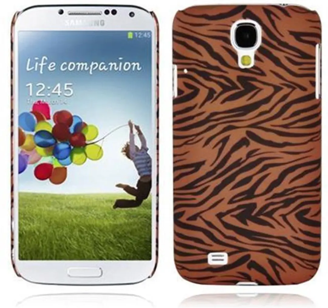 Cadorabo Hoesje geschikt voor Samsung Galaxy S4 met BROWN TIGER opdruk
