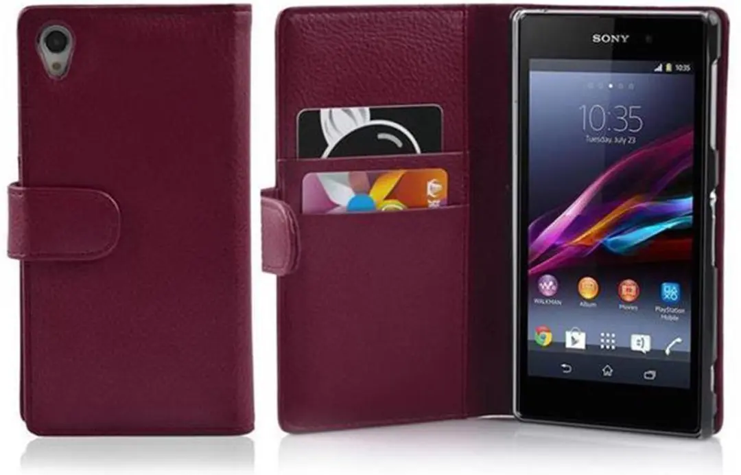 Cadorabo Hoesje geschikt voor Sony Xperia Z1 in BORDEAUX PAARS