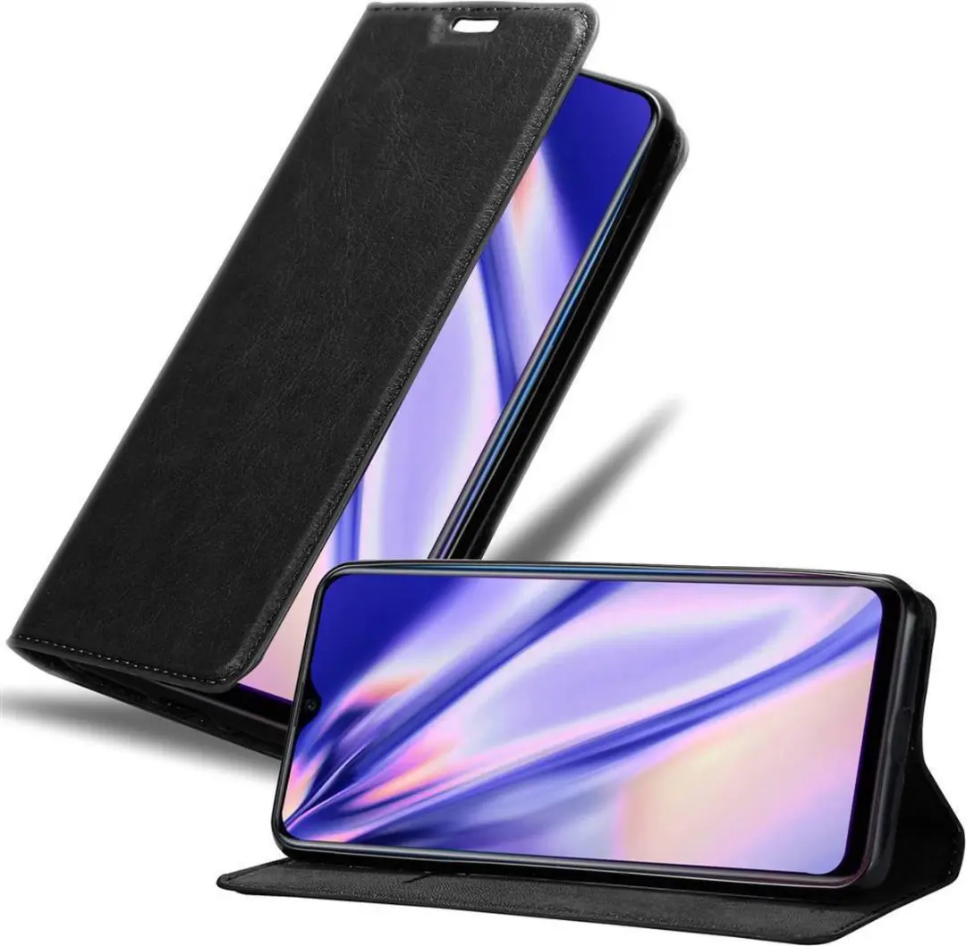 Cadorabo Hoesje geschikt voor Oppo R17 NEO in ZWARTE NACHT - Beschermhoes met magnetische sluiting, standfunctie en kaartvakje Book Case Cover Etui
