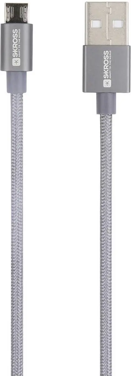 Skross USB-kabel USB 2.0 USB-A stekker 1.20 m Space grijs Rond, Flexibel, Stoffe