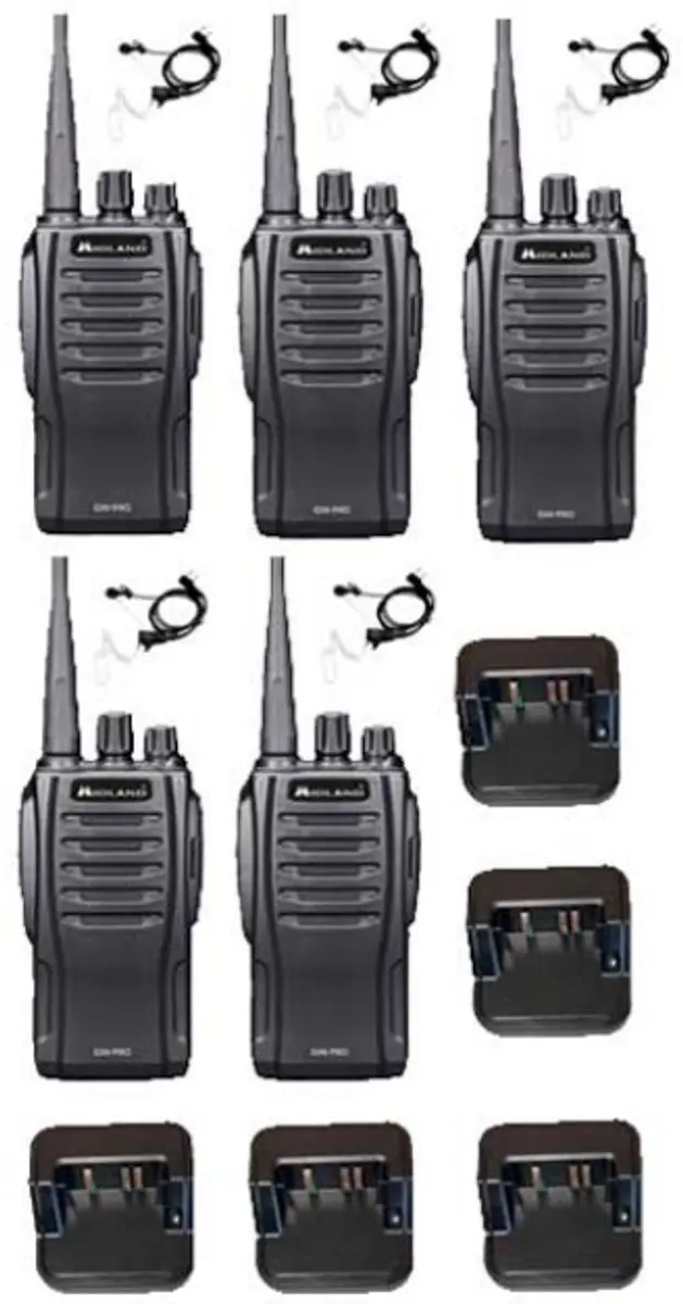 Set van 5 Midland G10 Pro Portofoon met tafellader en beveiliging oortje