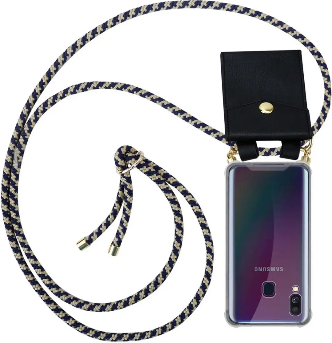 Cadorabo Hoesje geschikt voor Samsung Galaxy A40 in DONKER BLAUW GEEL