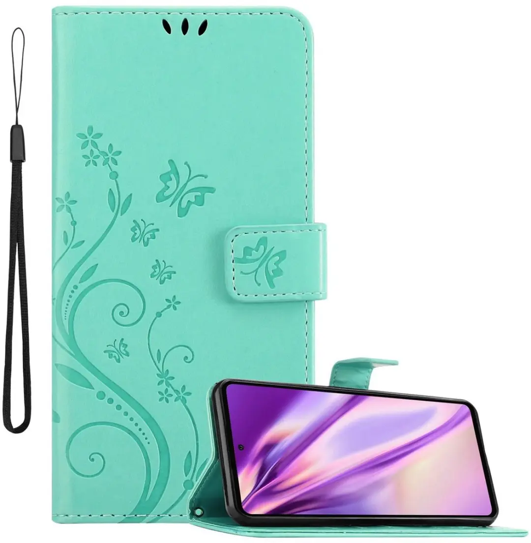 Cadorabo Hoesje geschikt voor Samsung Galaxy A72 4G / 5G in BLOEMEN TURKOOIS