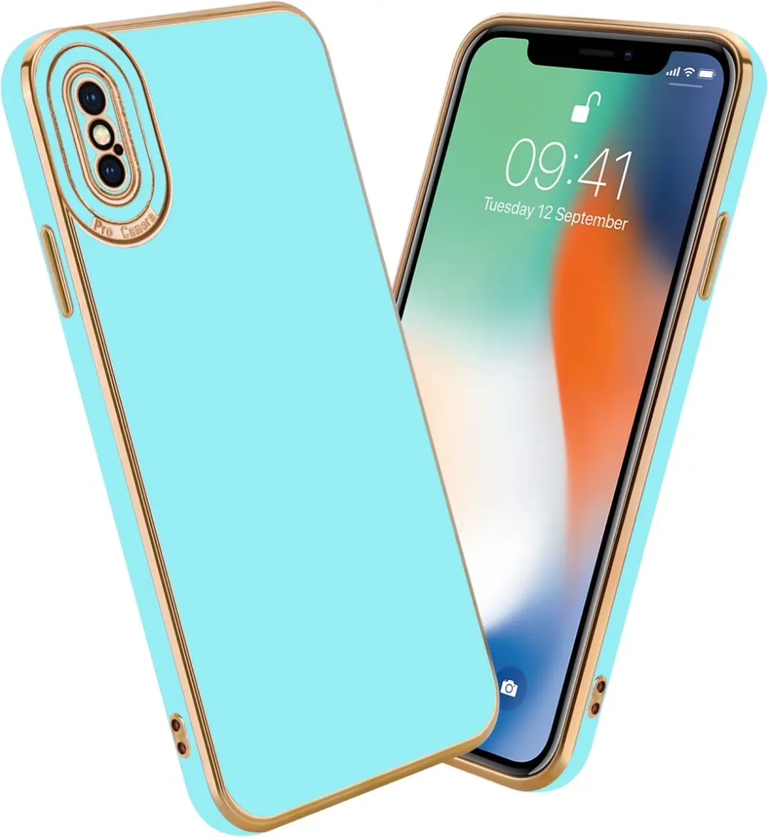 Cadorabo Hoesje geschikt voor Apple iPhone X / XS in Glossy Turqouise