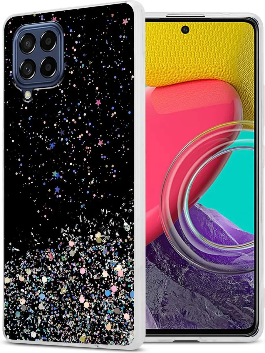 Cadorabo Hoesje geschikt voor Samsung Galaxy M53 5G in Zwart met Glitter