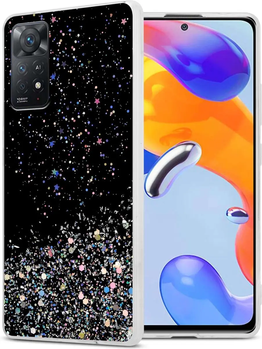 Cadorabo Hoesje geschikt voor Xiaomi RedMi NOTE 11 PRO 4G / 5G in Zwart met Glitter - Beschermhoes van flexibel TPU silicone met fonkelende glitters Case Cover Etui