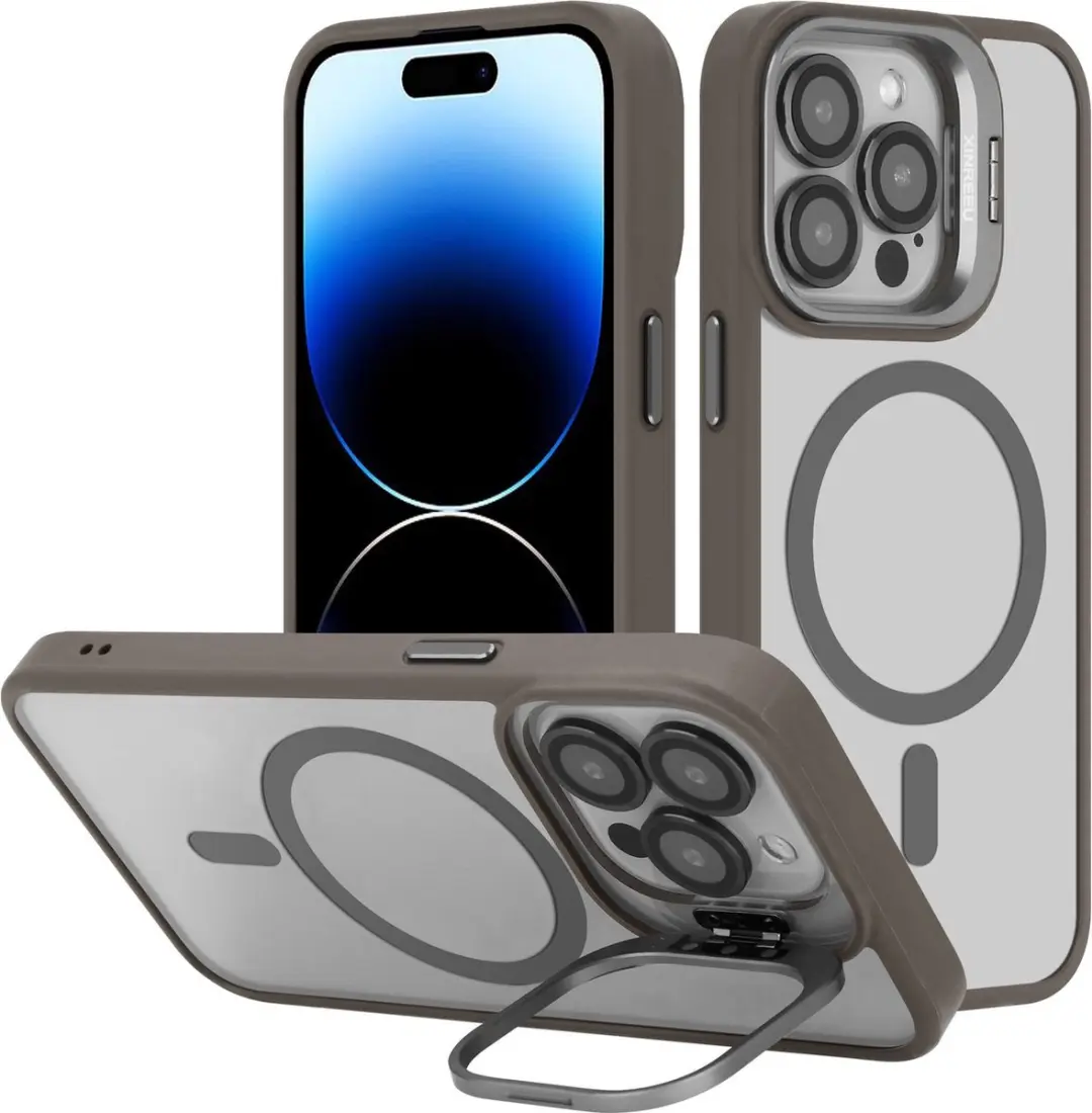 Cadorabo Hoesje geschikt voor Apple iPhone 15 PRO in Grijs geschikt voor MagSafe