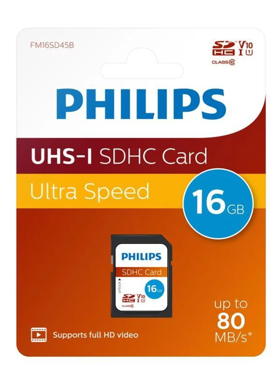 Philips FM16SD45B SDHC Kaart 16GB Class 10
