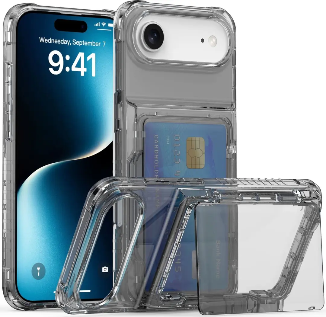 Cadorabo Hoesje geschikt voor iPhone 17 AIR Case in ZWART met kaartenvak TPU cov