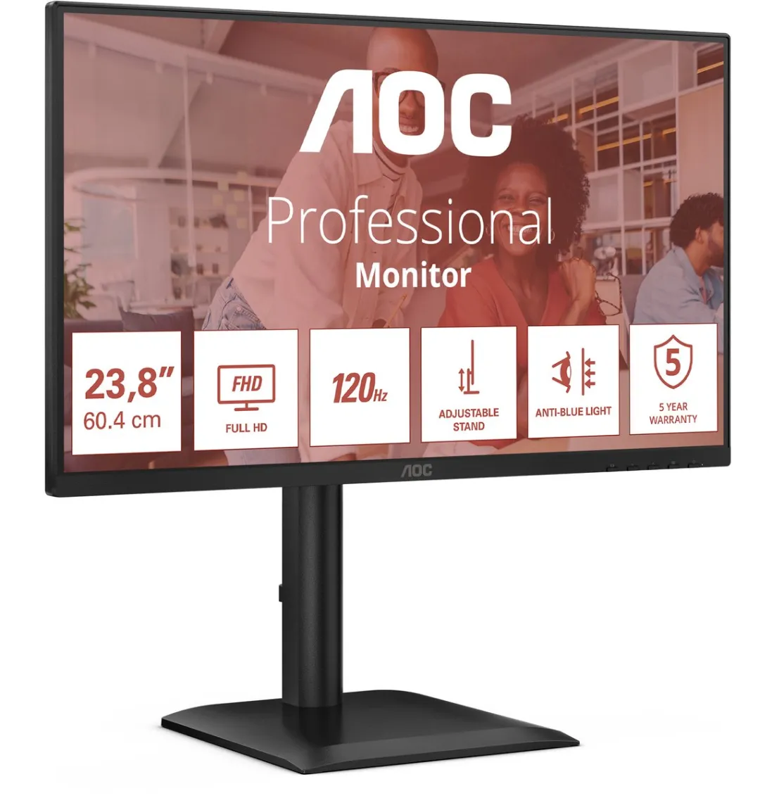 AOC E4 24E4CV Monitor 23.8" Full HD - Zwart