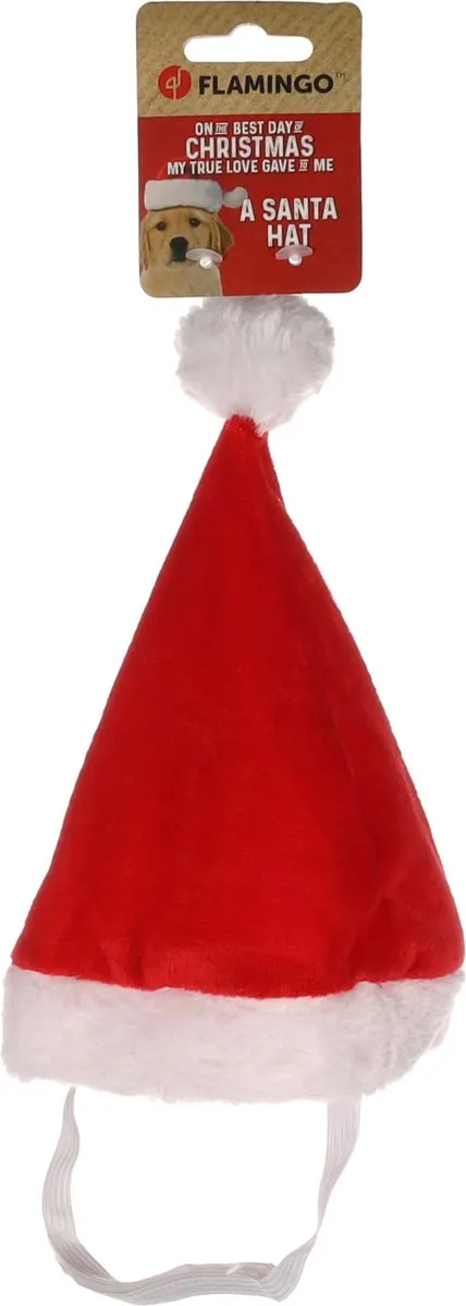 Flamingo Kerst Ponne Kerstmanmuts Rood - 17,5x4x22cm