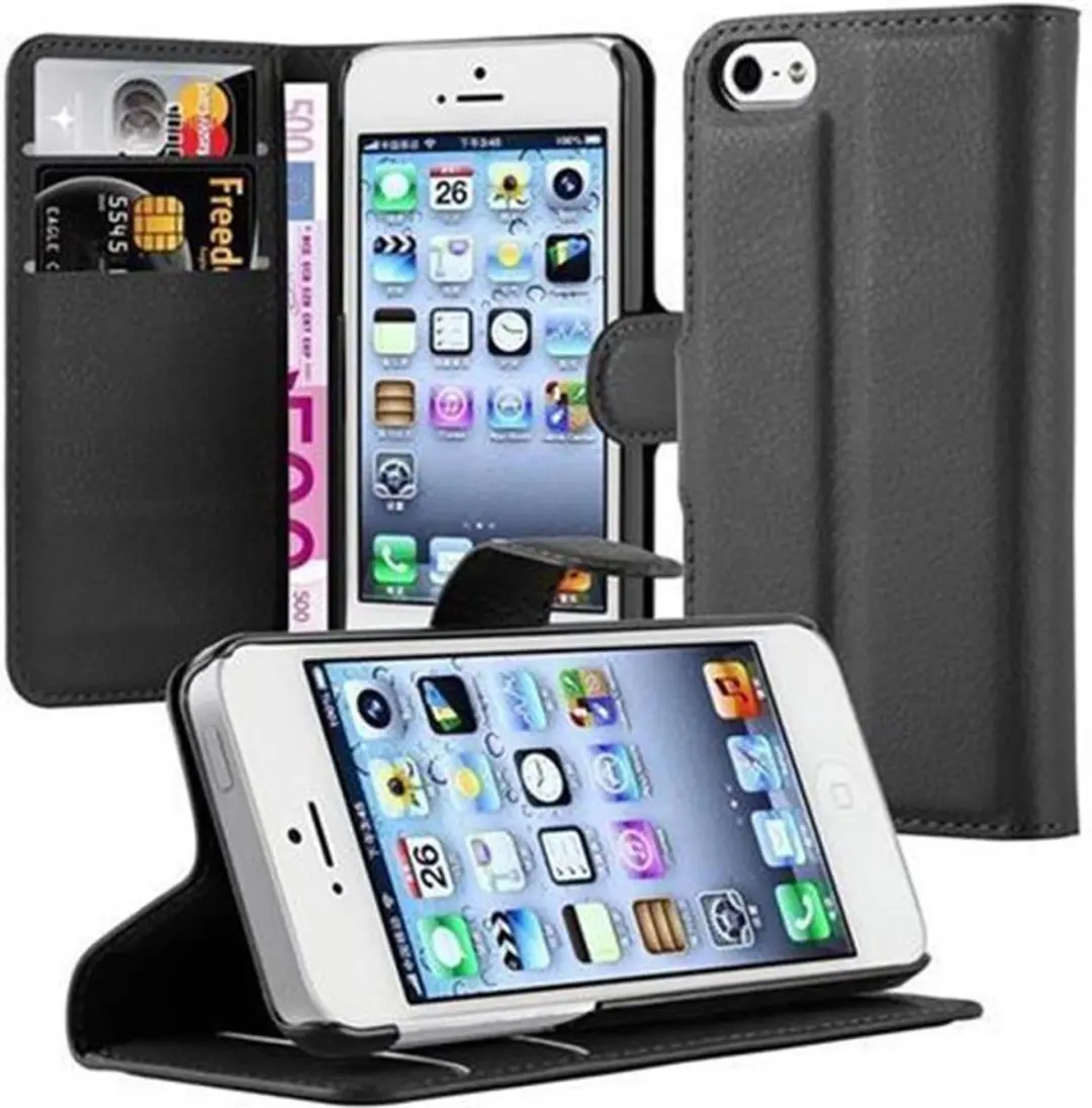 Cadorabo Hoesje geschikt voor Apple iPhone 5 / 5S / SE 2016 in PHANTOM ZWART