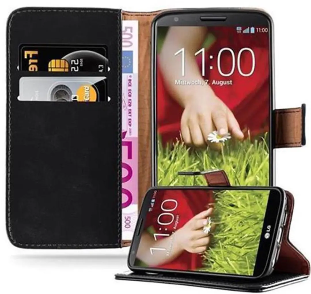 Cadorabo Hoesje geschikt voor LG G2 in ZWART GRAFIET