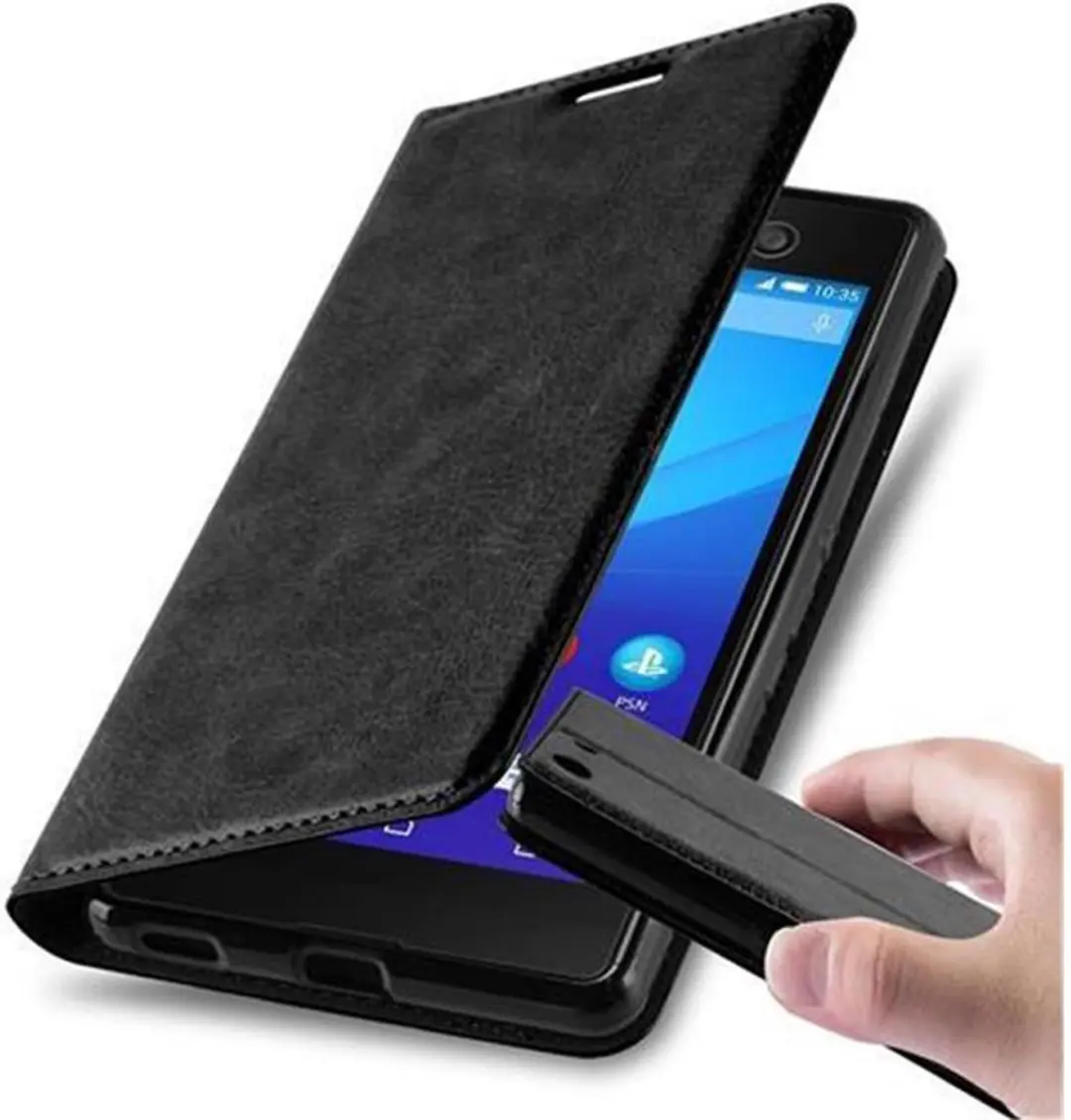 Cadorabo Hoesje geschikt voor Sony Xperia M5 in ZWARTE NACHT
