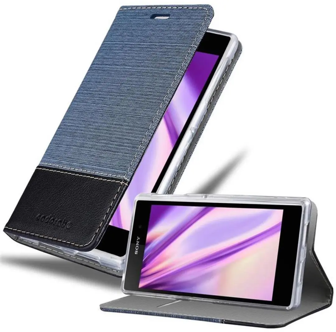 Cadorabo Hoesje geschikt voor Sony Xperia Z1 in DONKERBLAUW ZWART