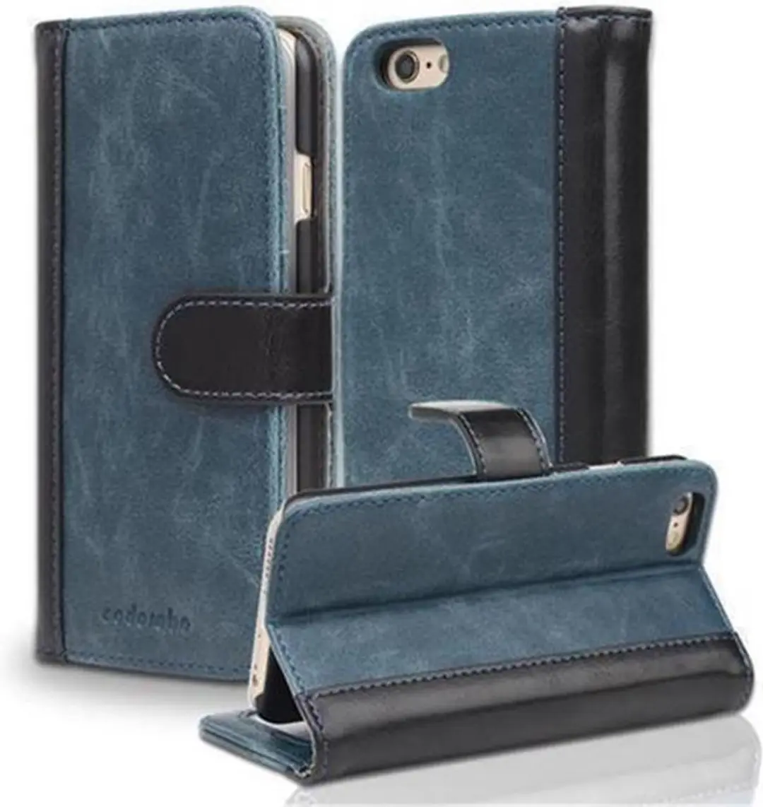 Cadorabo Hoesje geschikt voor Apple iPhone 6 / 6S in BLAUW ZWART