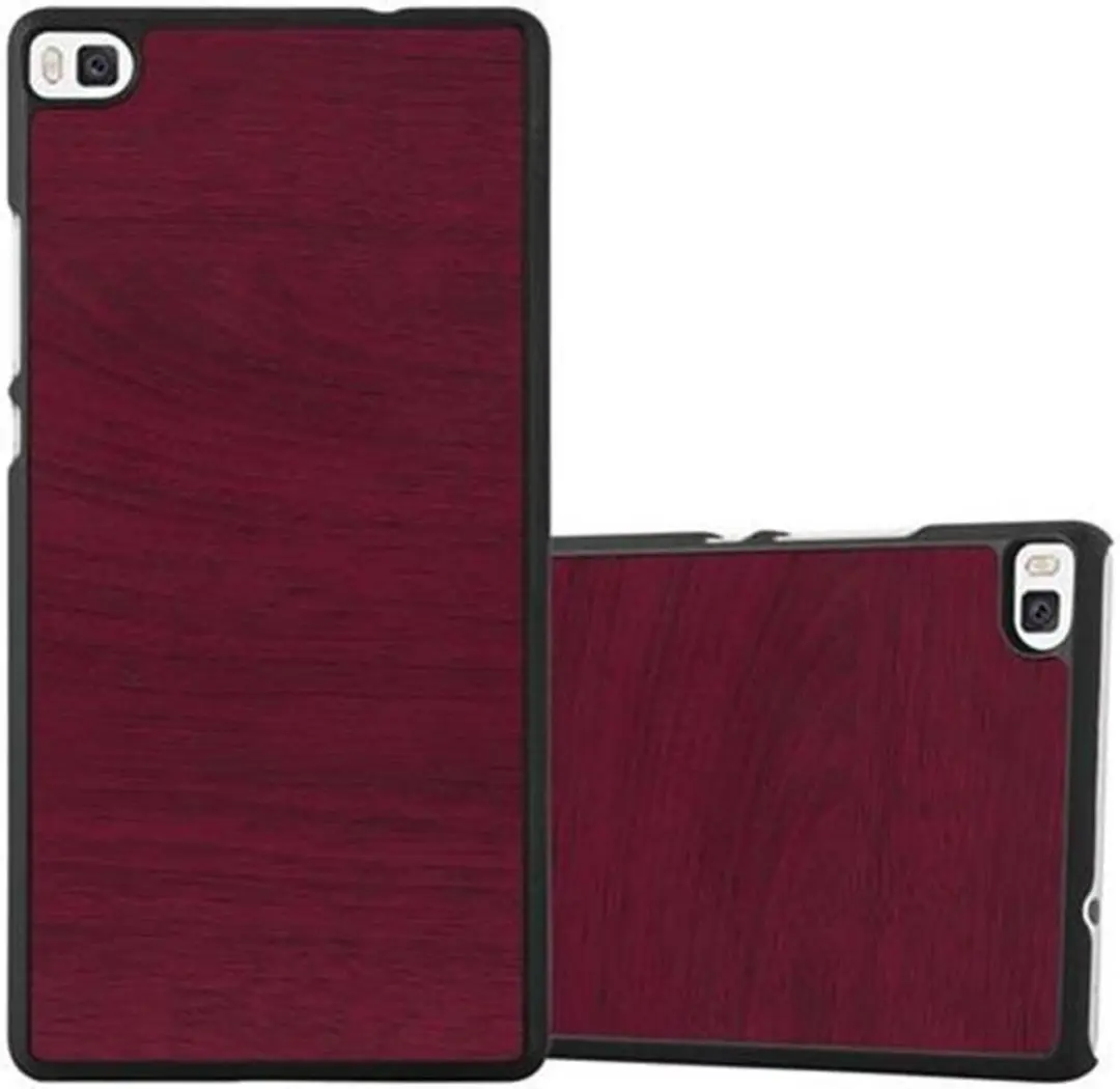 Cadorabo Hoesje geschikt voor Huawei P8 in WOODY ROOD
