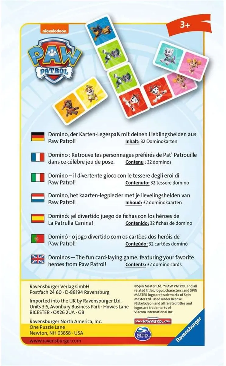 Ravensburger Paw Patrol Domino - 2-6 spelers