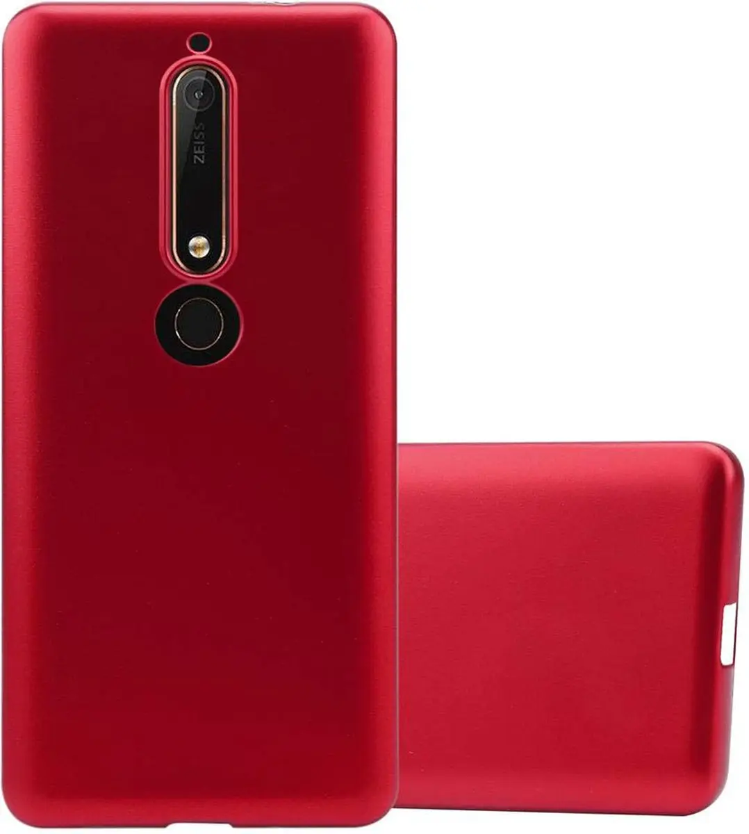 Cadorabo Hoesje geschikt voor Nokia 6.1 in METALLIC ROOD