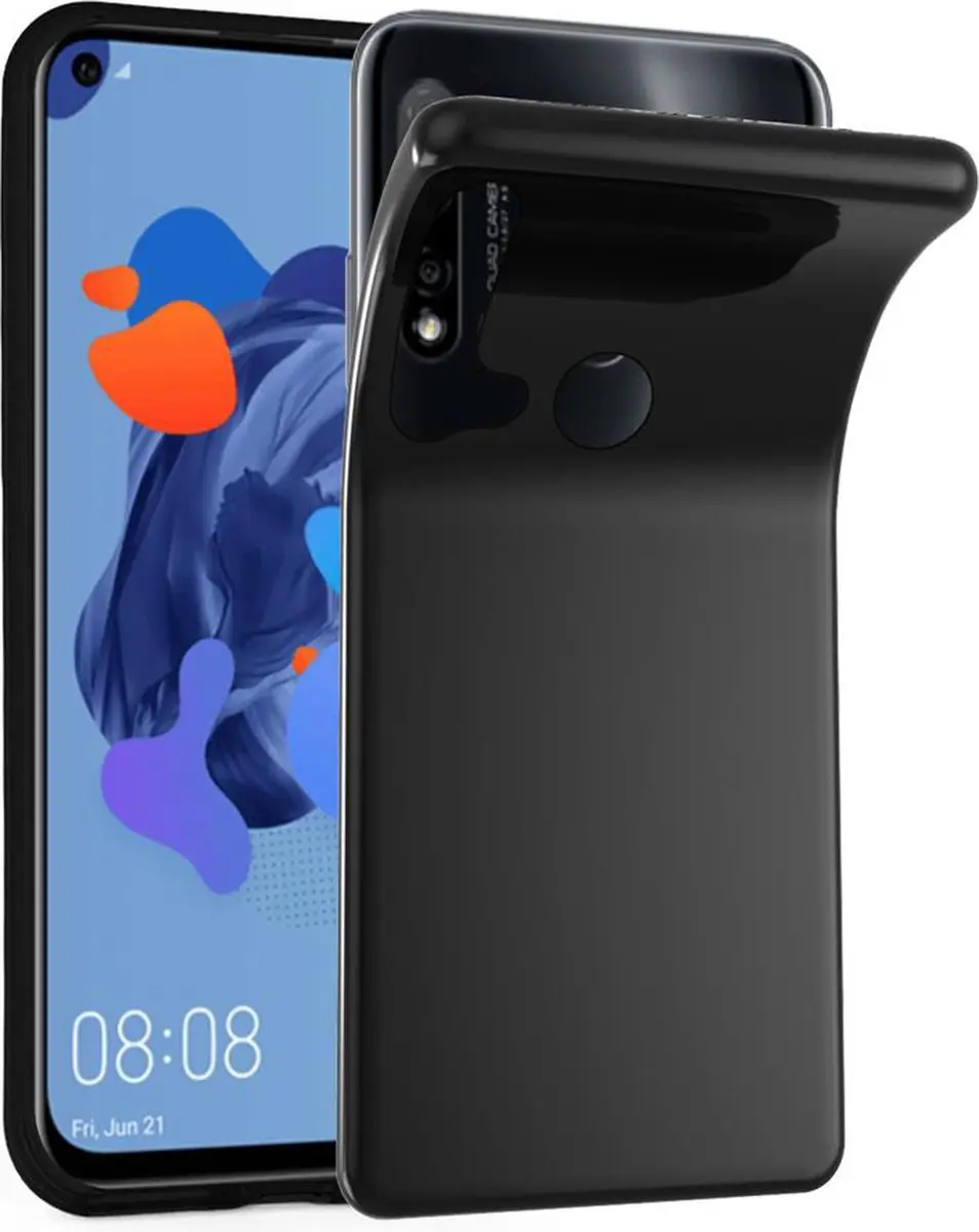 Cadorabo Hoesje geschikt voor Huawei NOVA 5i / P20 LITE 2019 in ZWART - Beschermhoes gemaakt van flexibel TPU Silicone Case Cover