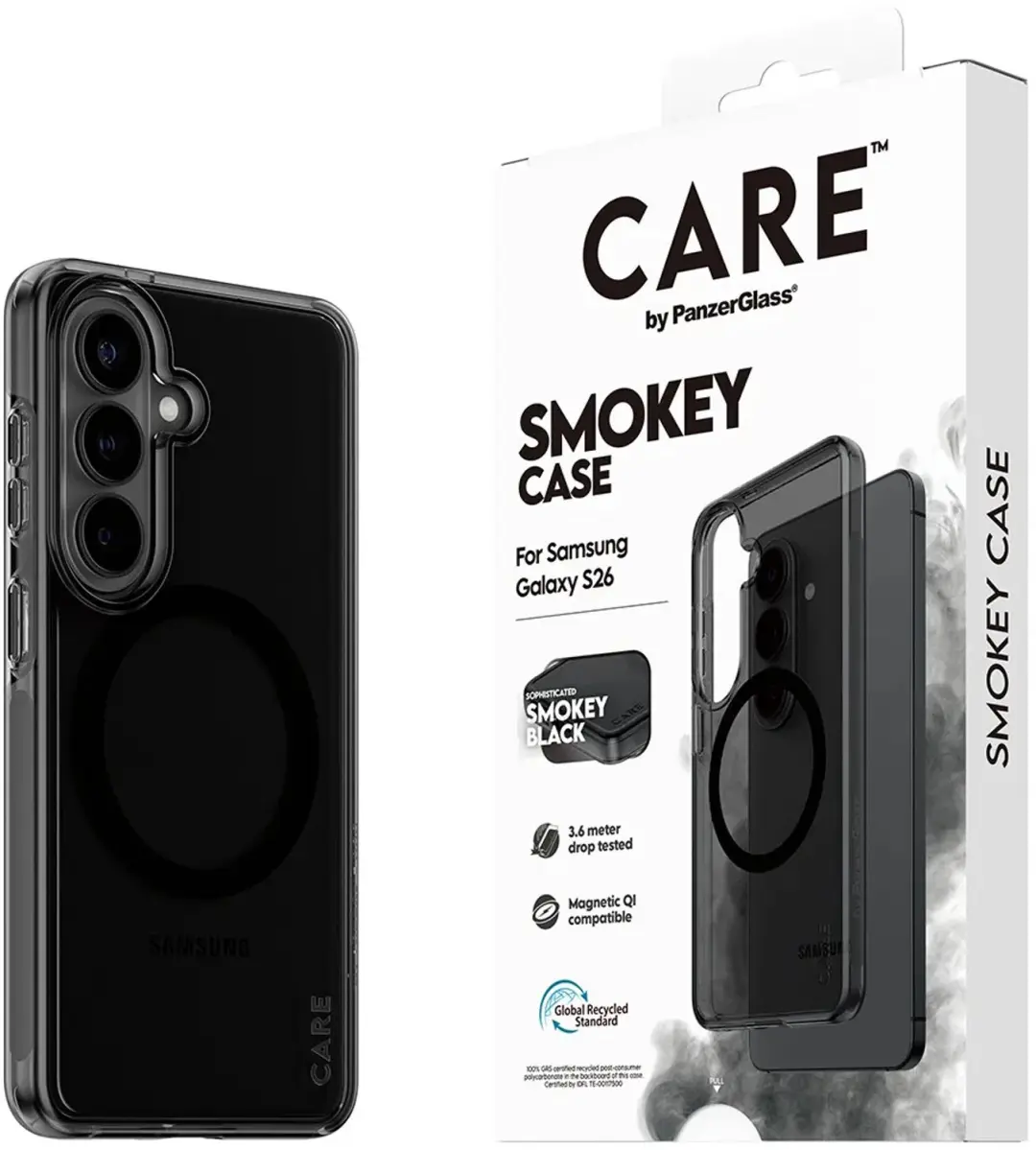 CARE by PanzerGlass Urban Explorer Case Smokey w. - Zwart Qi Samsung Galaxy S26 - afbeelding 5 van 6