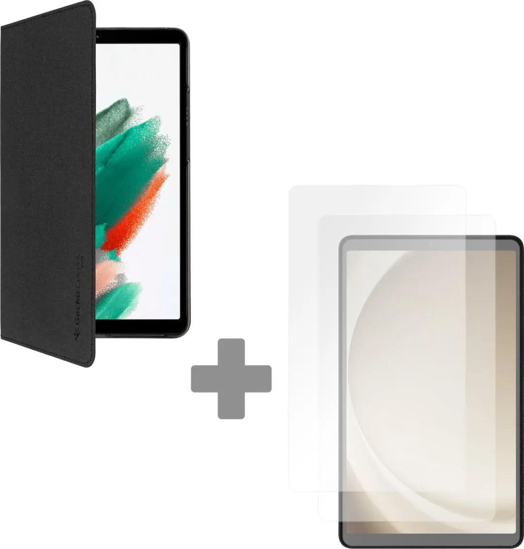 Gecko Covers Hoes + 2-Pack Tempered Glass geschikt voor Samsung Galaxy Tab A11 /
