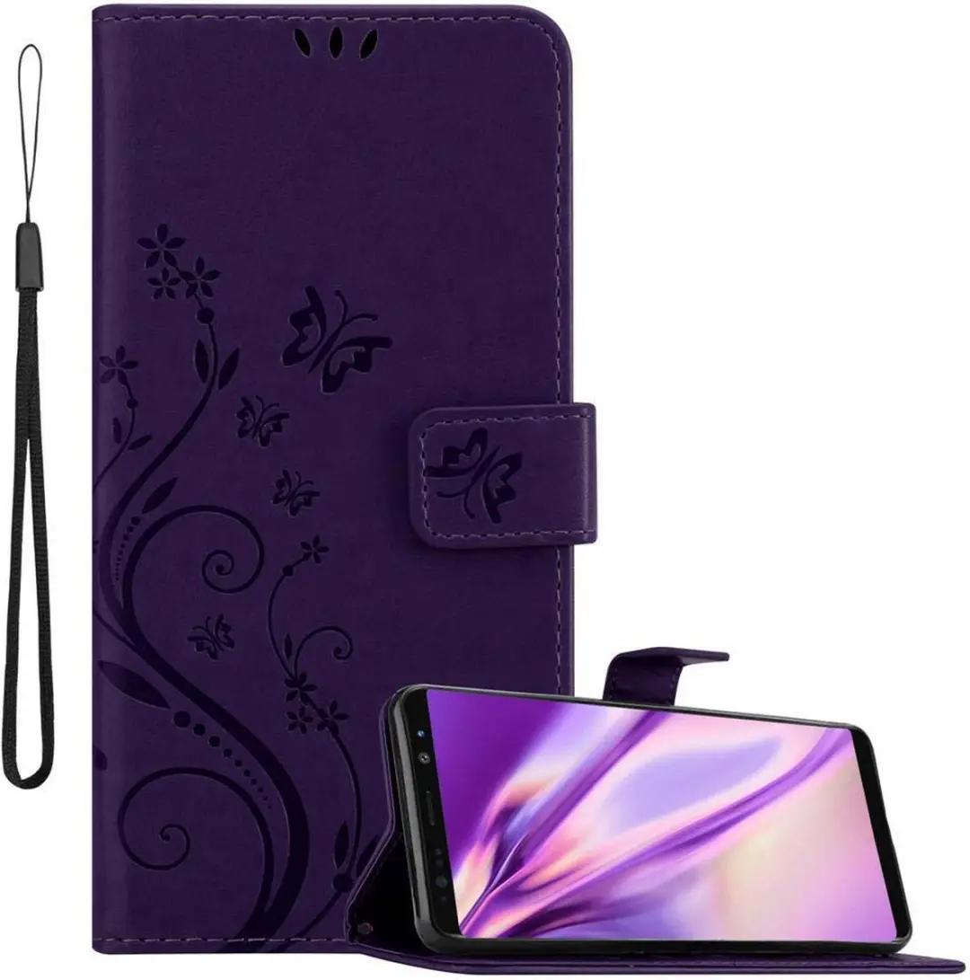 Cadorabo Hoesje geschikt voor Samsung Galaxy NOTE 8 in BLOEMEN DONKER PAARS