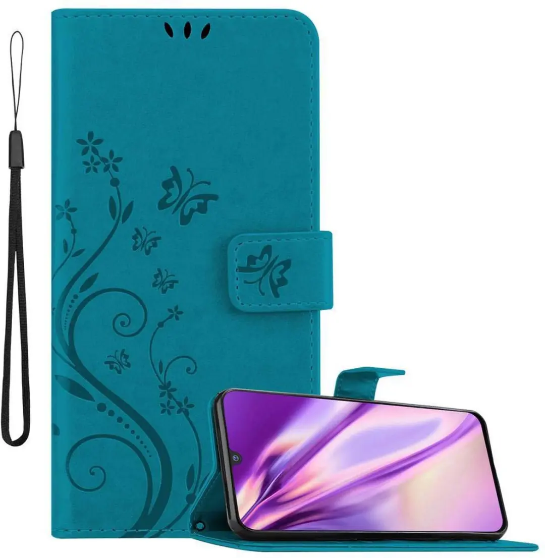 Cadorabo Hoesje geschikt voor Samsung Galaxy M30 / A40s in BLOEMEN BLAUW
